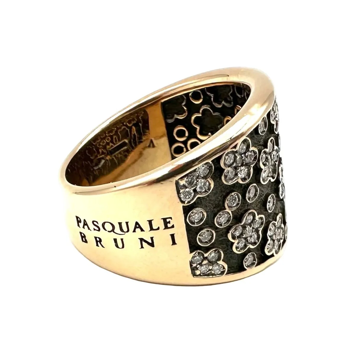 Bague Bandeau PASQUALE BRUNI "Ricami" en or rose, or noir et diamants - Image 4