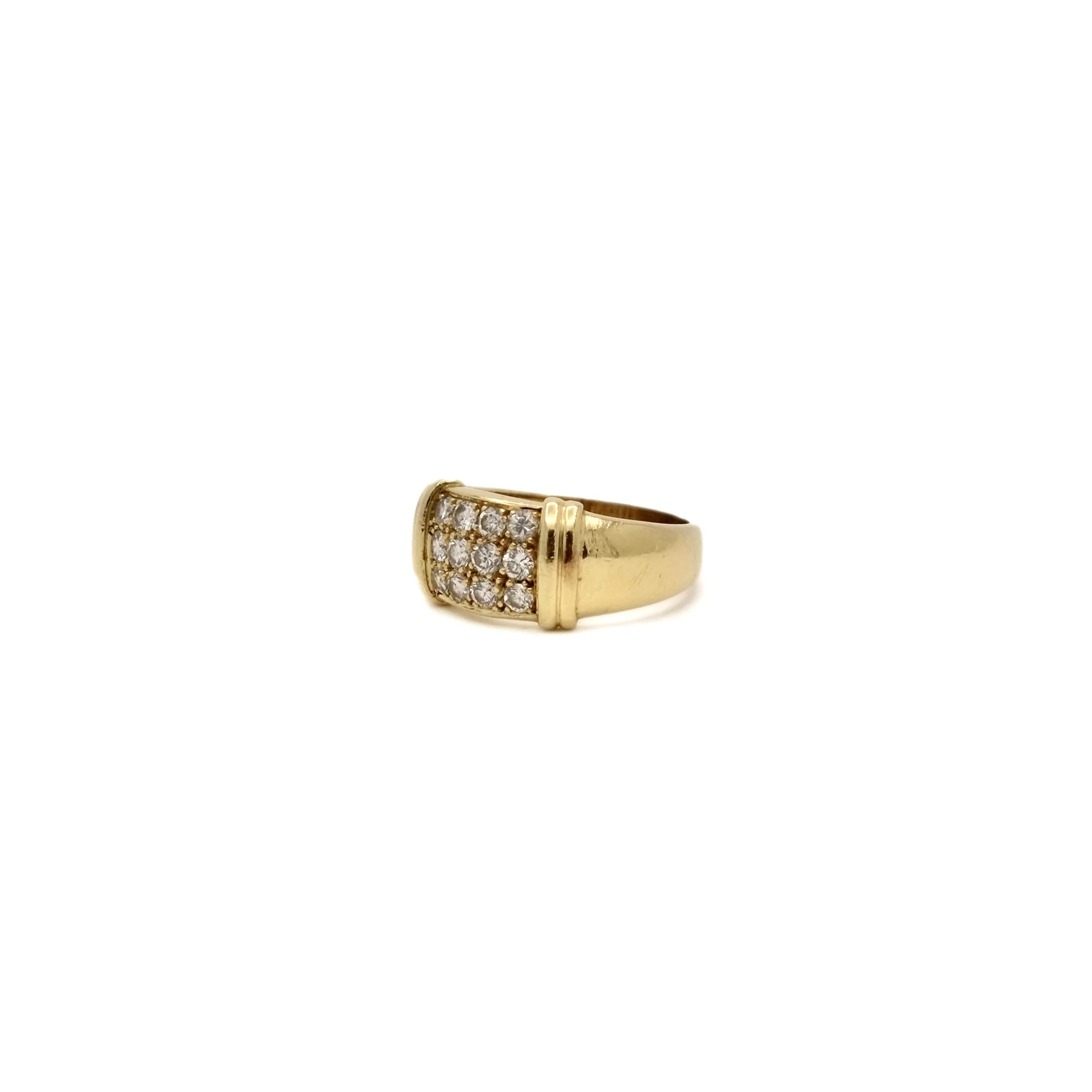 Bague bandeau pavage en or jaune et diamants