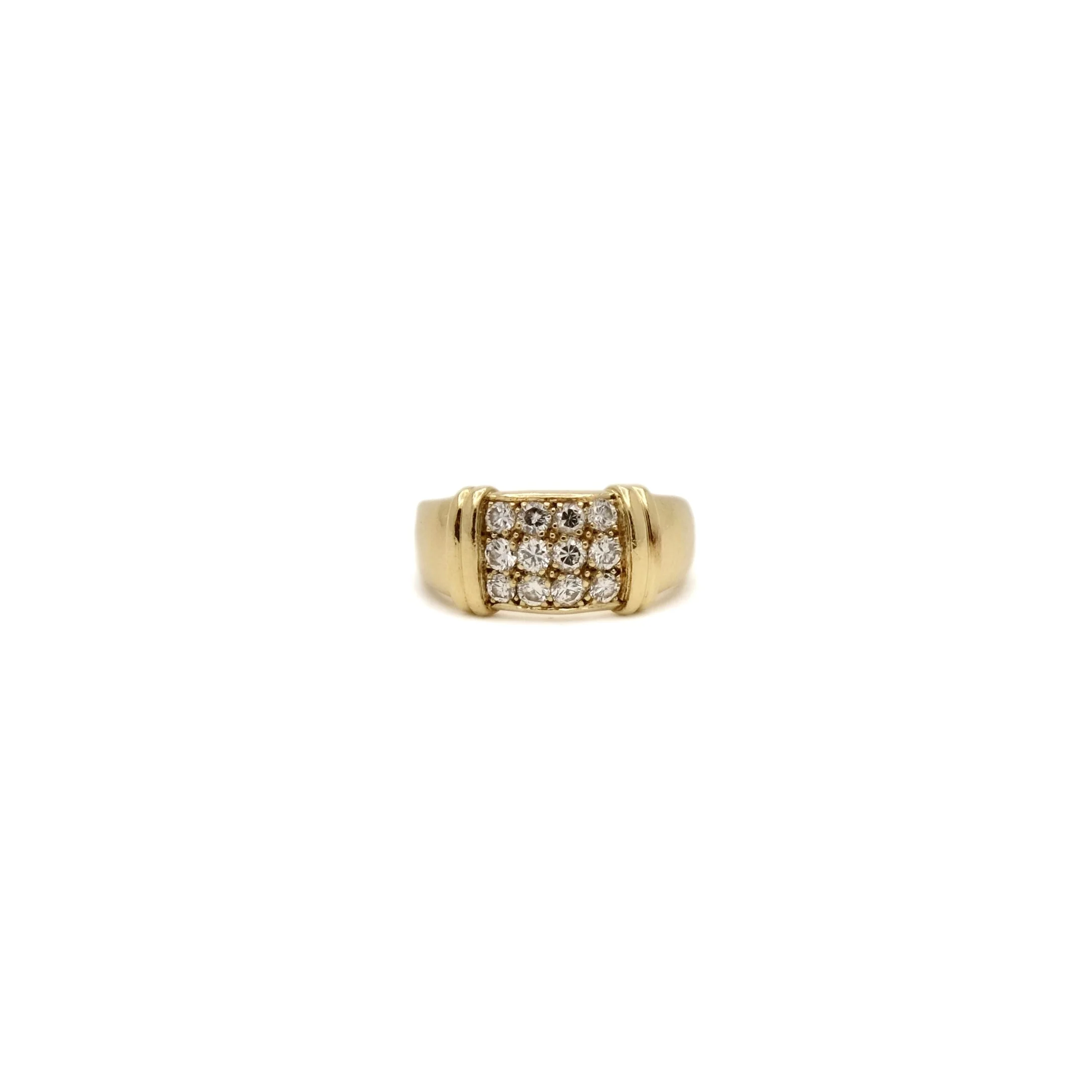 Bague bandeau pavage en or jaune et diamants - Image 3