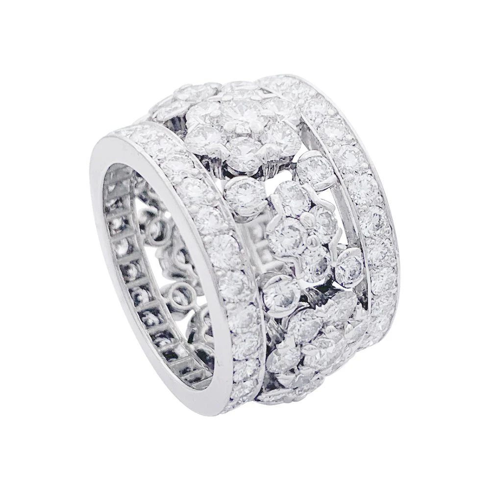 Bague bandeau platine et diamants. - Image 2