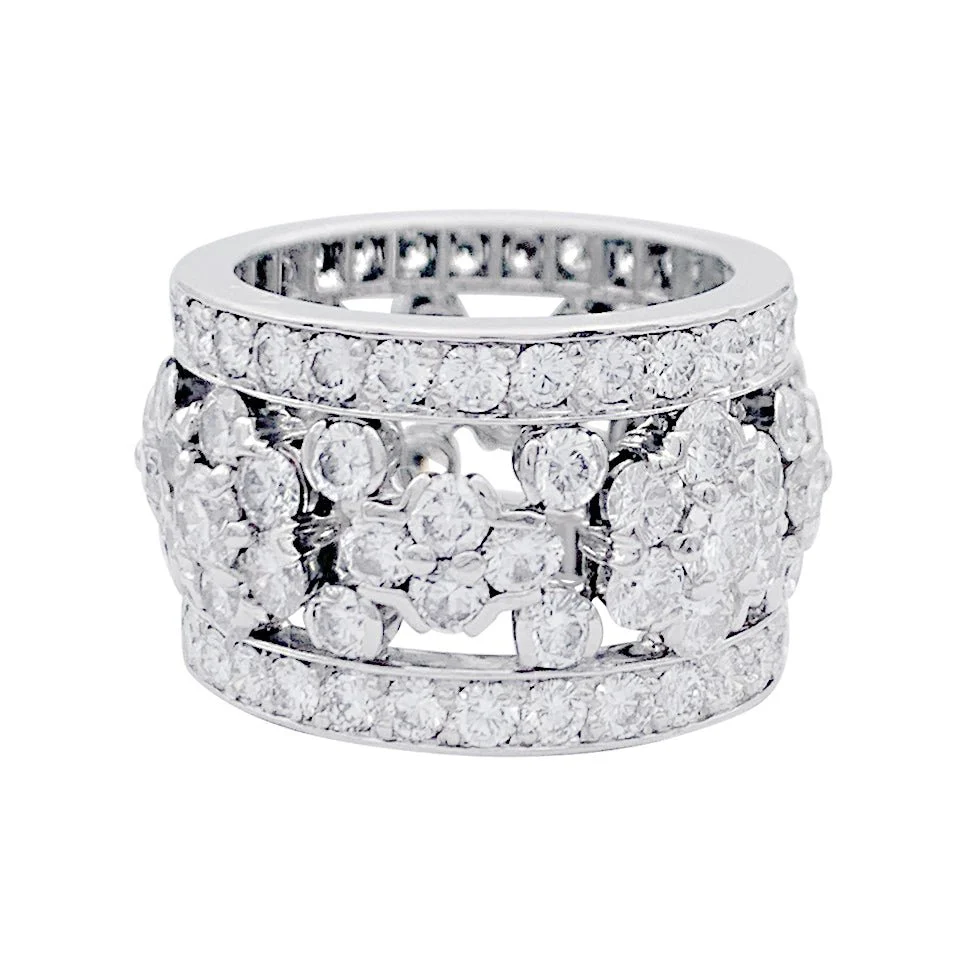 Bague bandeau platine et diamants. - Image 4