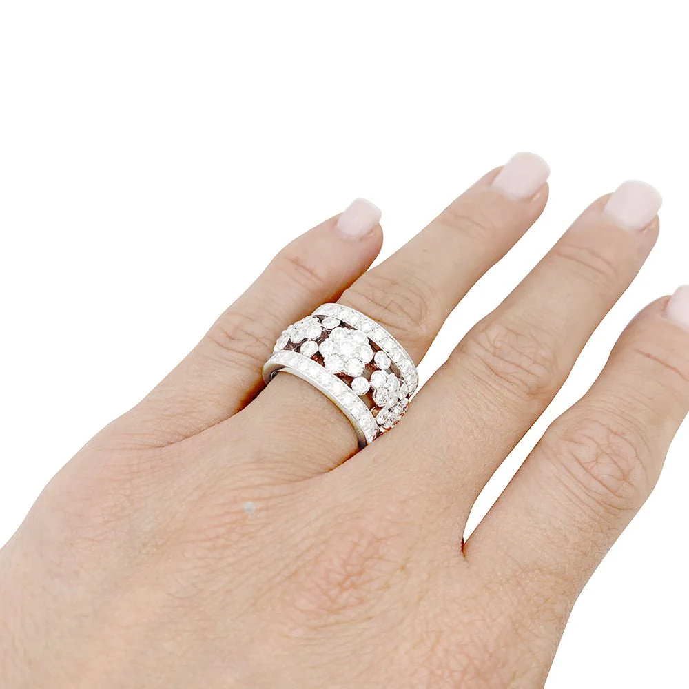 Bague bandeau platine et diamants. - Image 5