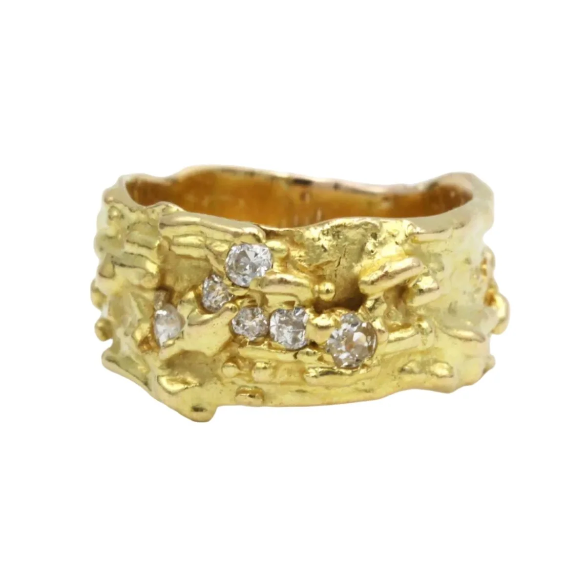 Bague Bandeau ROLAND SCHAD en or jaune et diamants