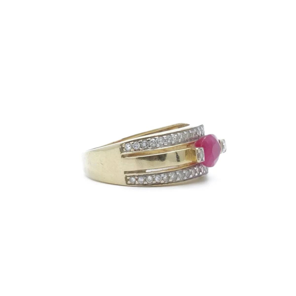 Bague Bandeau en or jaune, or blanc, rubis et diamants - Image 5