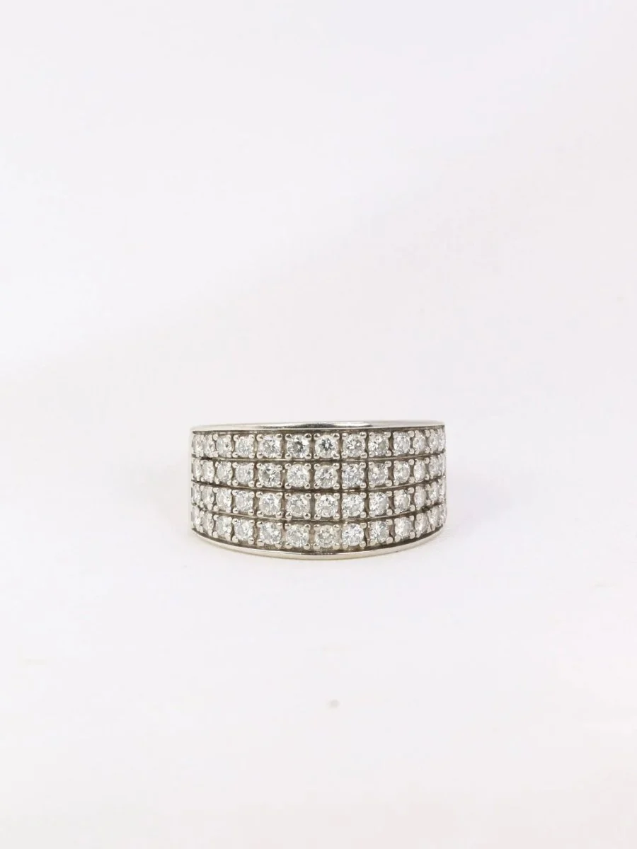 Bague bandeau vintage en or blanc et diamants