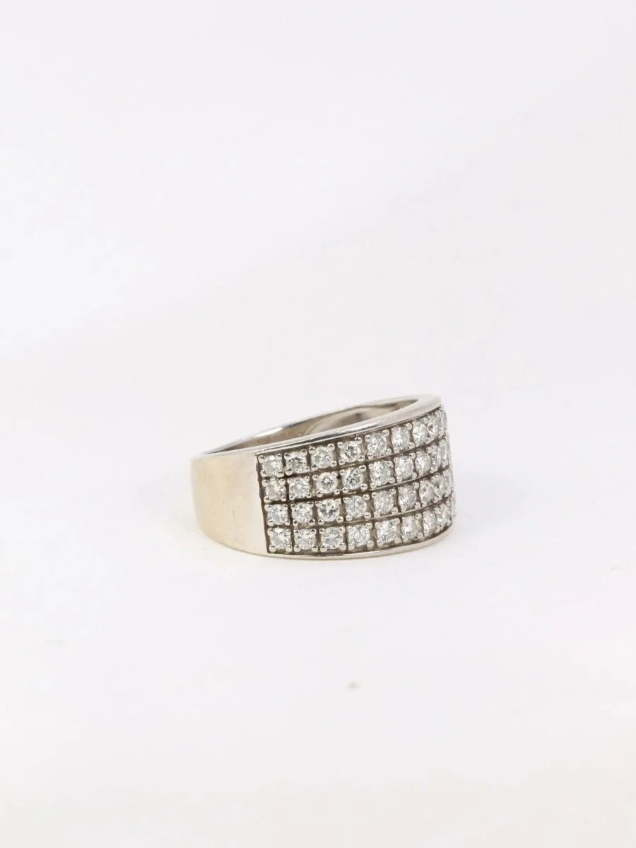 Bague bandeau vintage en or blanc et diamants - Image 7