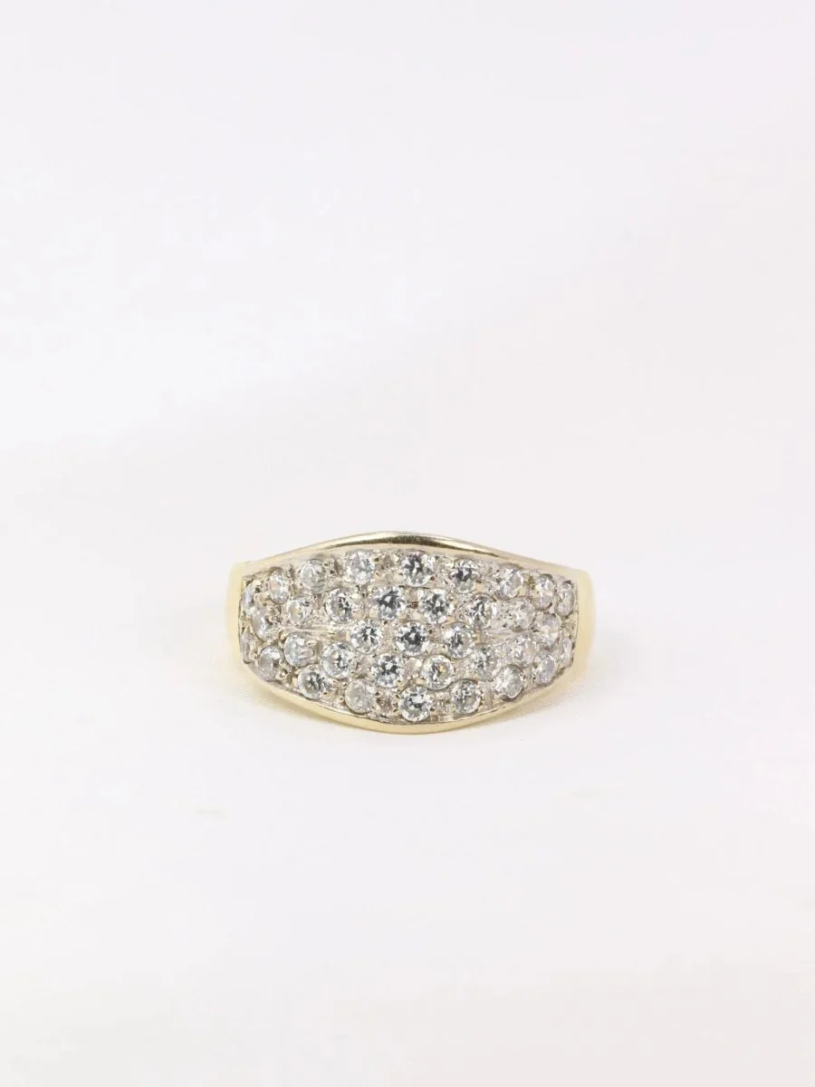 Bague bandeau vintage or jaune diamants