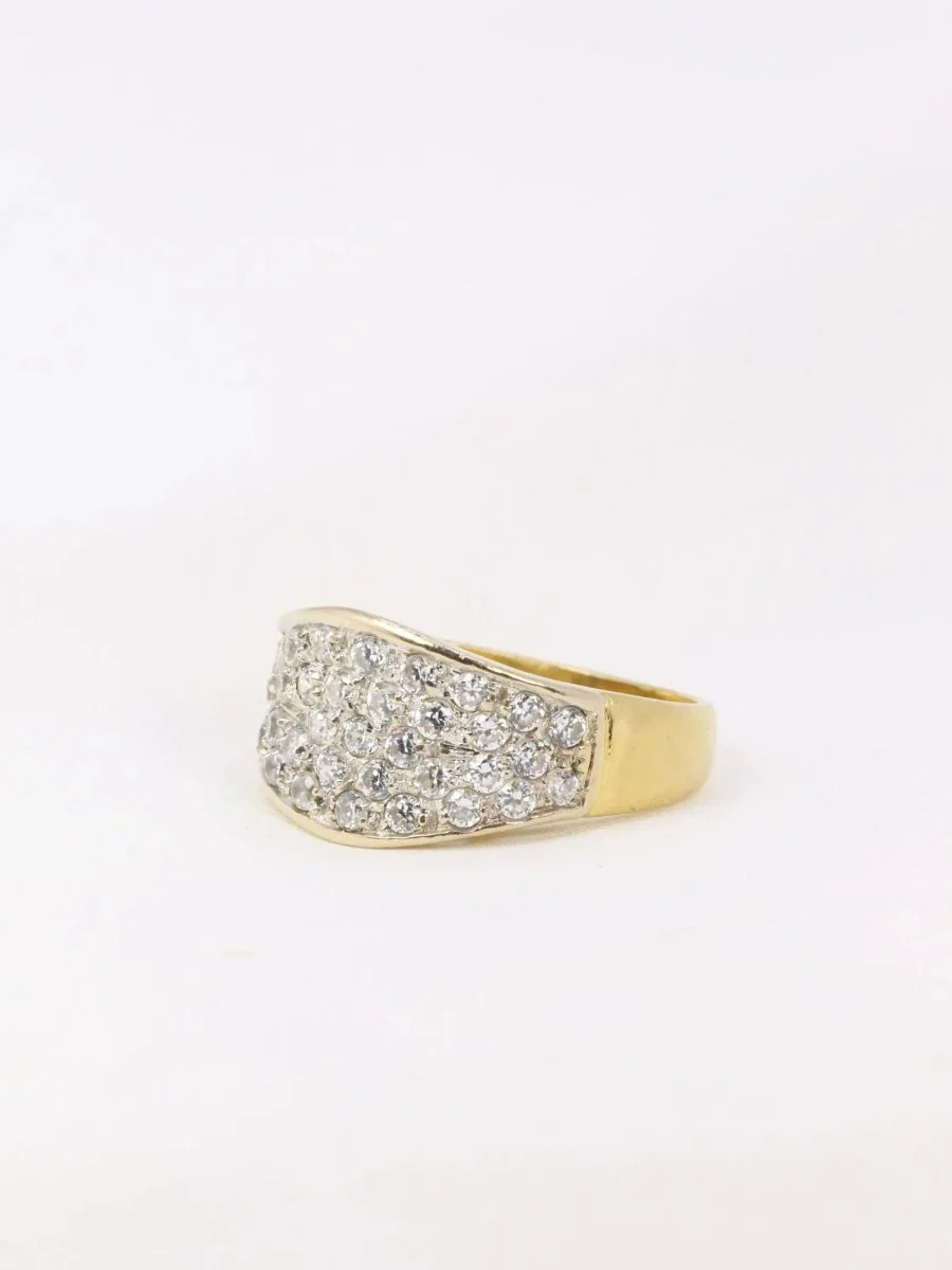 Bague bandeau vintage or jaune diamants - Image 3