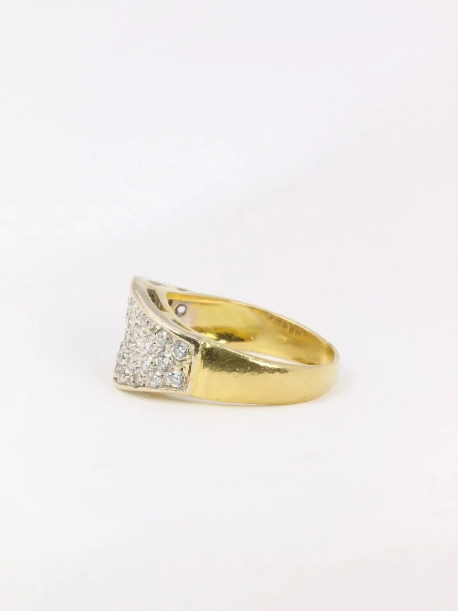 Bague bandeau vintage or jaune diamants - Image 4