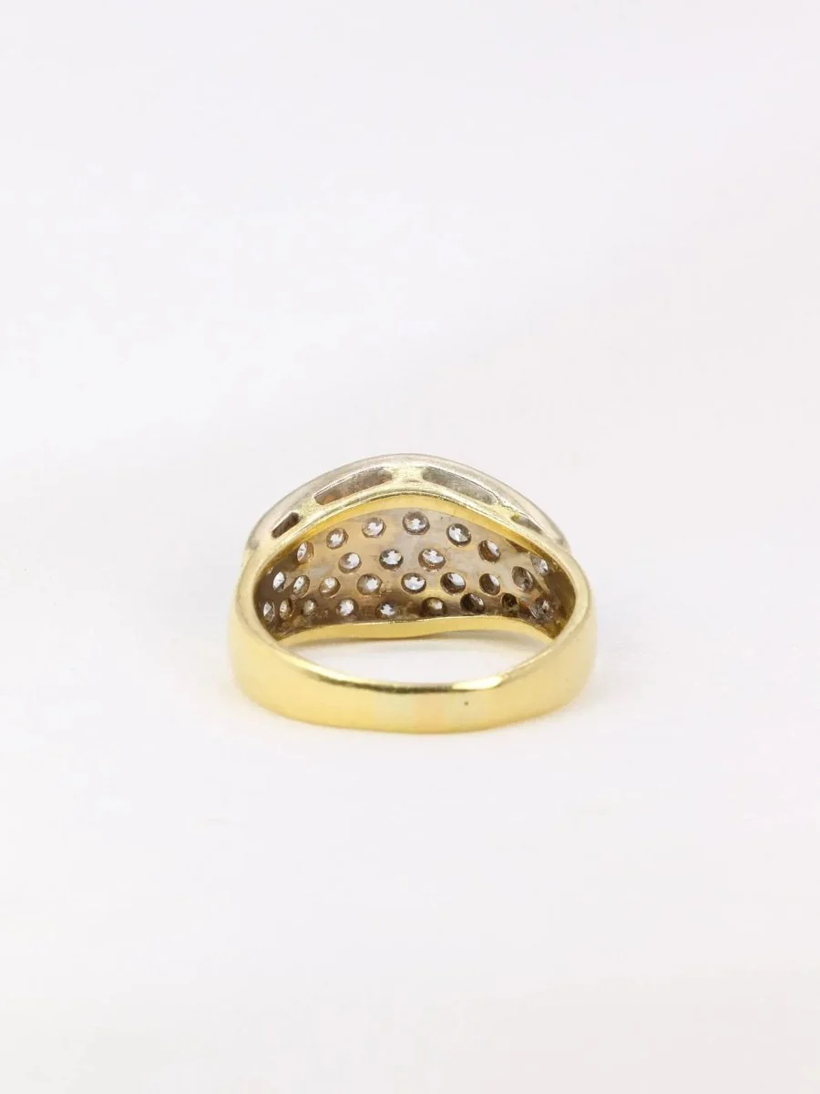 Bague bandeau vintage or jaune diamants - Image 5