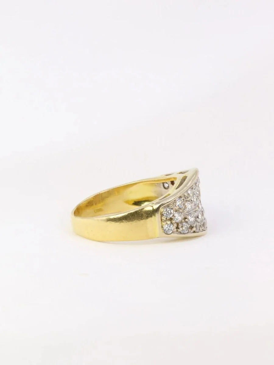 Bague bandeau vintage or jaune diamants - Image 6