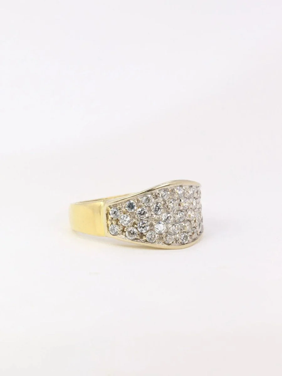 Bague bandeau vintage or jaune diamants - Image 7