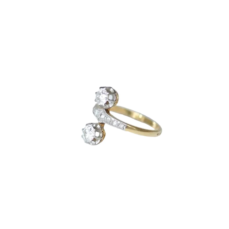 Bague en or jaune, platine, et diamants - Image 3