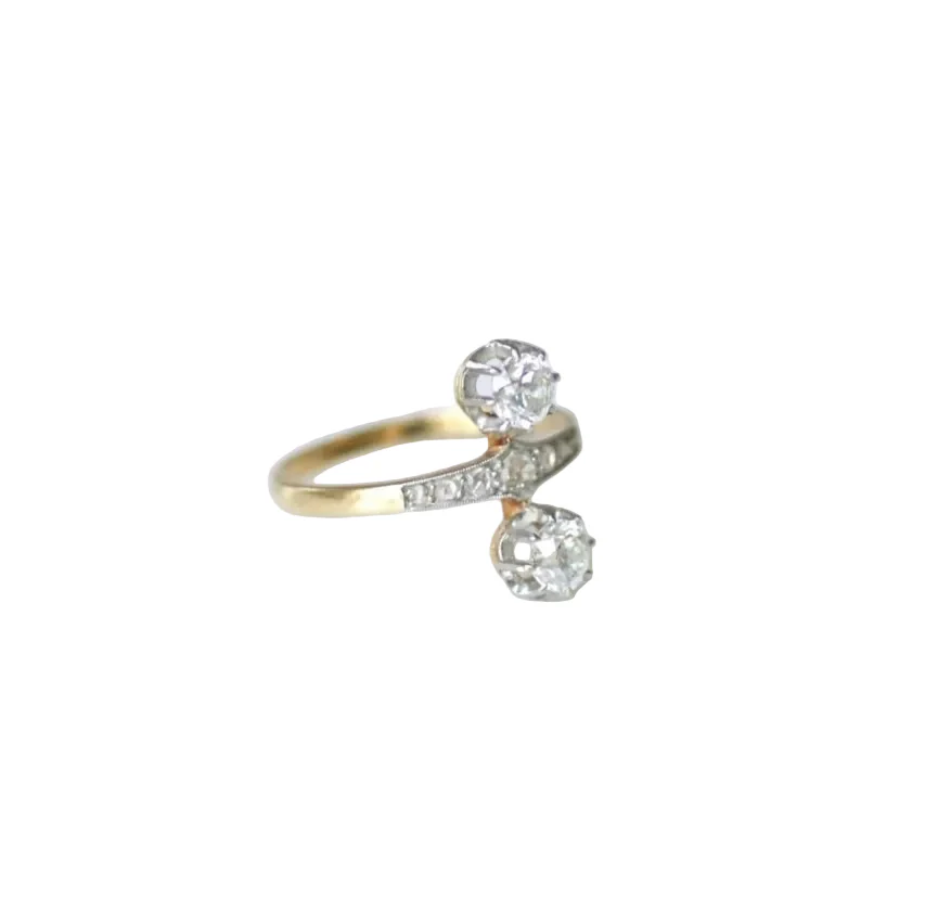 Bague en or jaune, platine, et diamants - Image 5