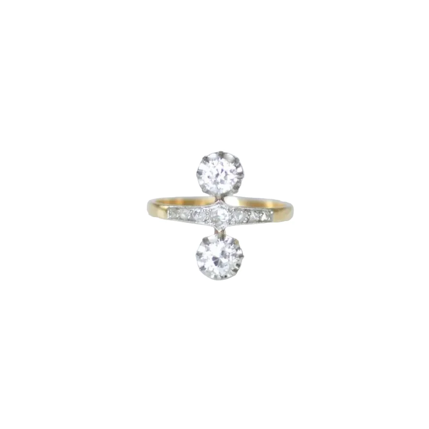 Bague en or jaune, platine, et diamants - Image 6