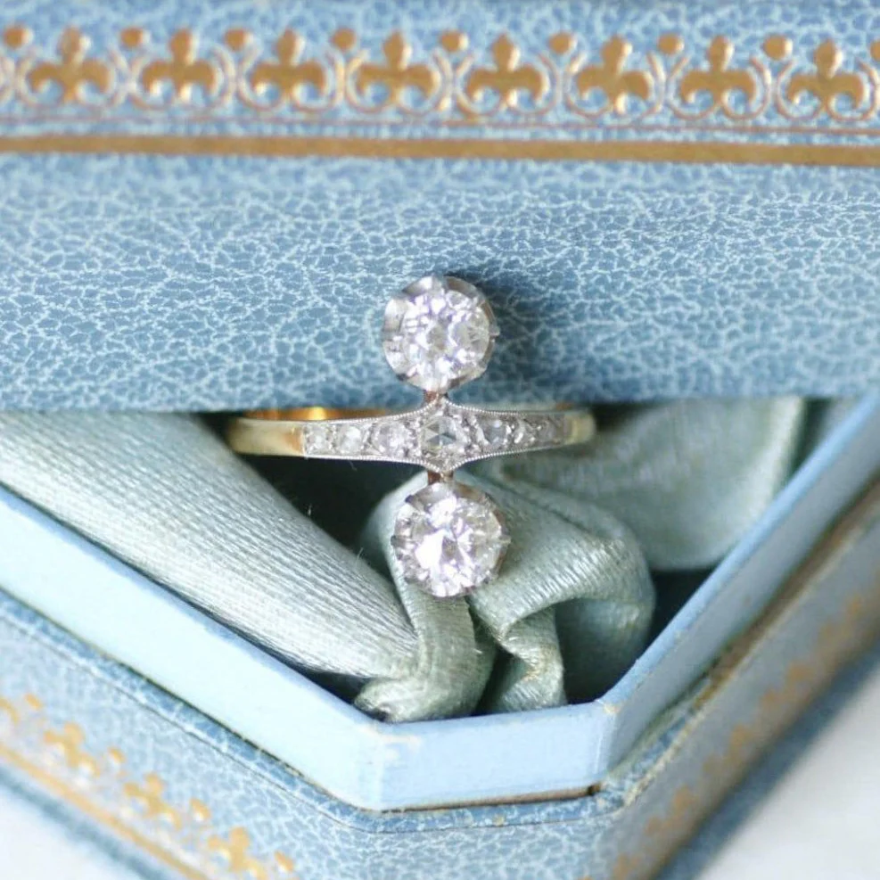 Bague en or jaune, platine, et diamants - Image 7