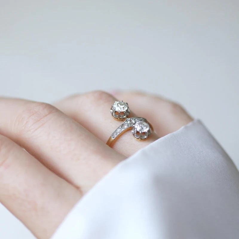 Bague en or jaune, platine, et diamants - Image 8