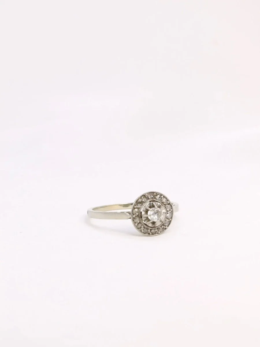 Bague Belle Epoque or platine diamants taille ancienne 0,15 ct - Image 8