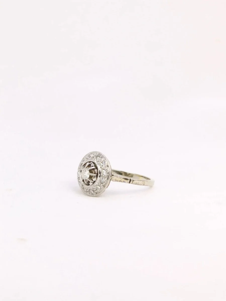 Bague Belle Epoque ronde diamants taille ancienne - Image 3