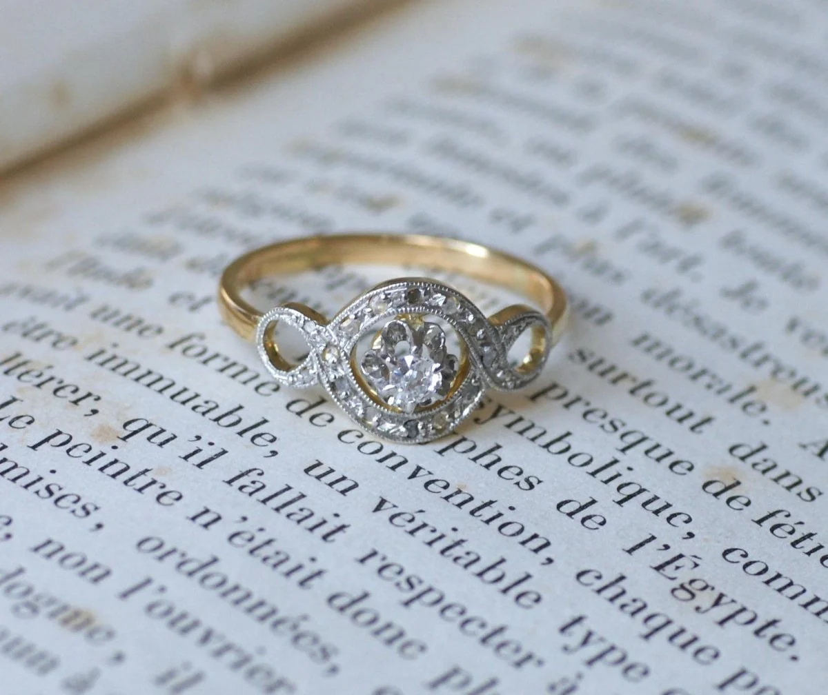Bague Belle Epoque Infini Diamants sur Or et Platine
