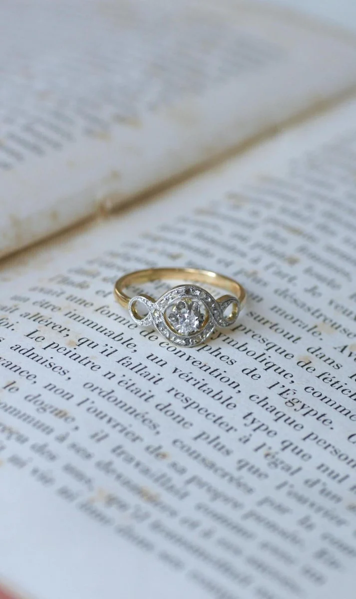 Bague Belle Epoque Infini Diamants sur Or et Platine - Image 10