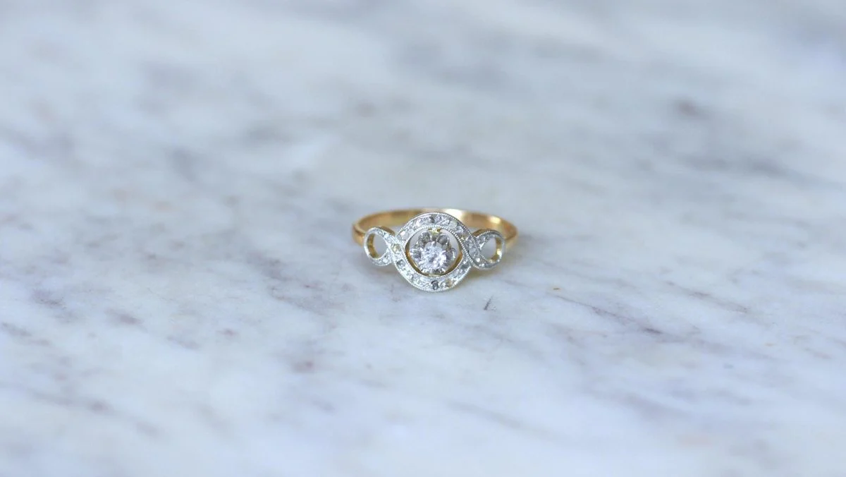 Bague Belle Epoque Infini Diamants sur Or et Platine - Image 3