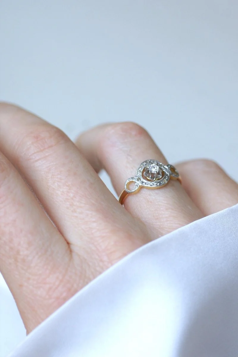 Bague Belle Epoque Infini Diamants sur Or et Platine - Image 6