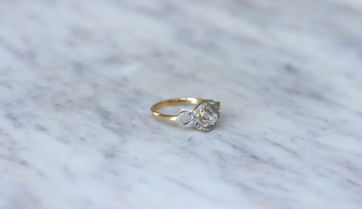 Bague Belle Epoque Infini Diamants sur Or et Platine - Image 7