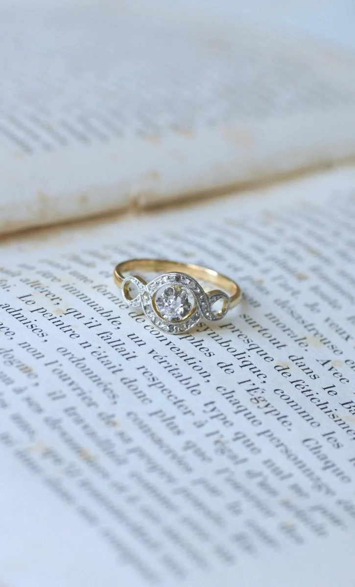 Bague Belle Epoque Infini Diamants sur Or et Platine - Image 8