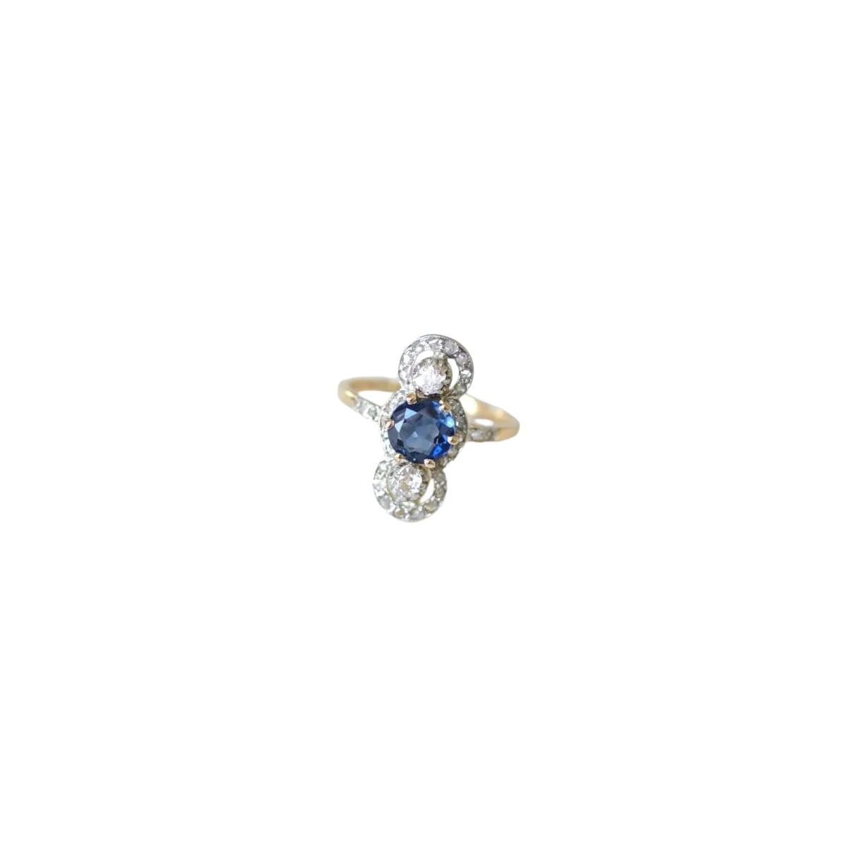 Bague Belle Epoque Saphir 1,18 Cts et Diamants