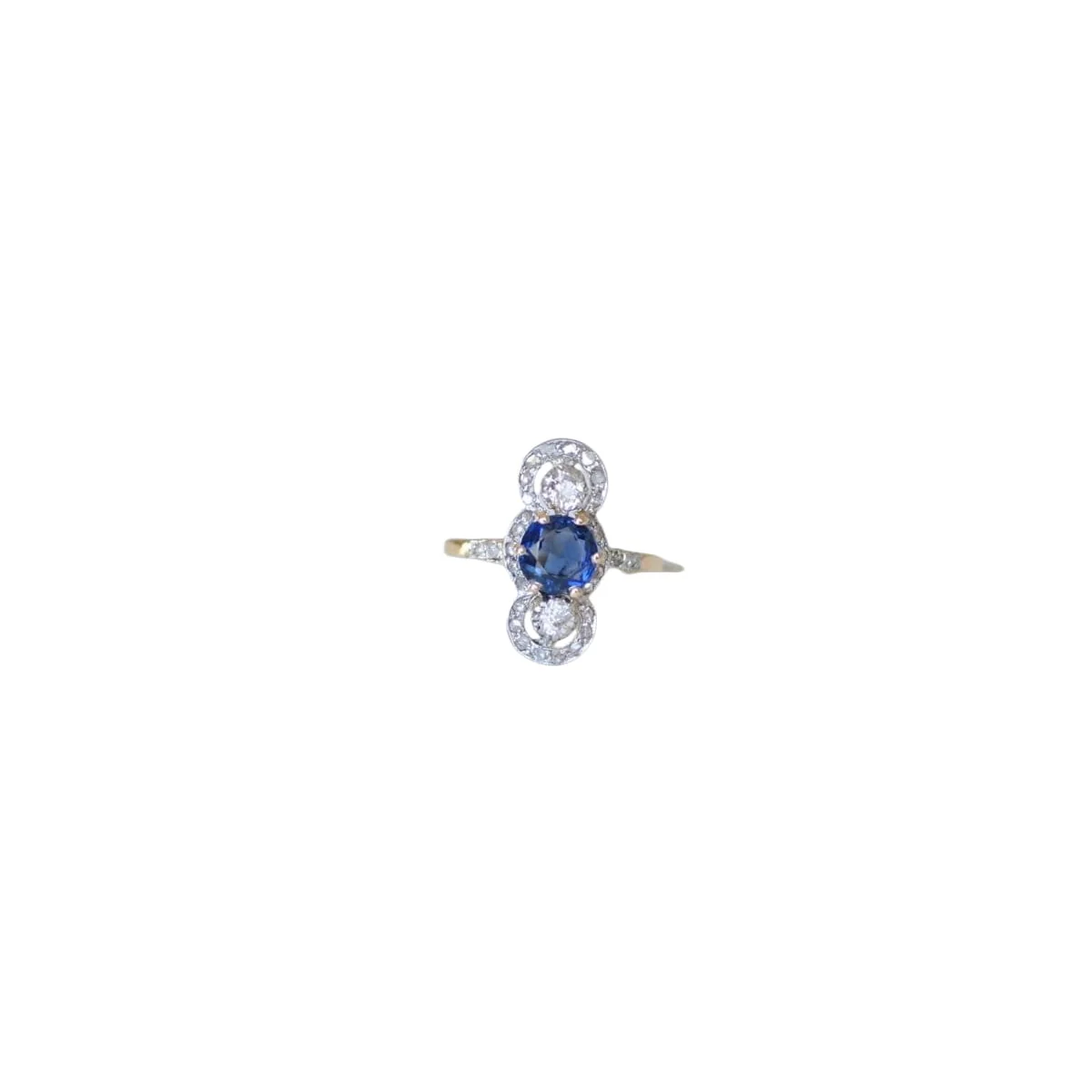 Bague Belle Epoque Saphir 1,18 Cts et Diamants - Image 2