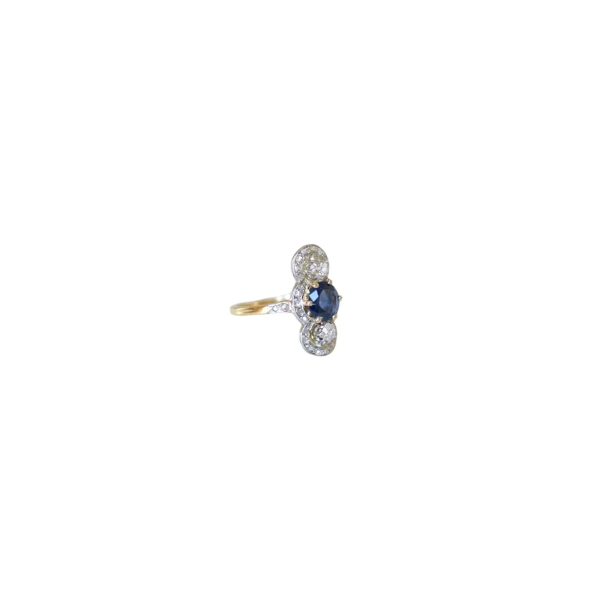 Bague Belle Epoque Saphir 1,18 Cts et Diamants - Image 4