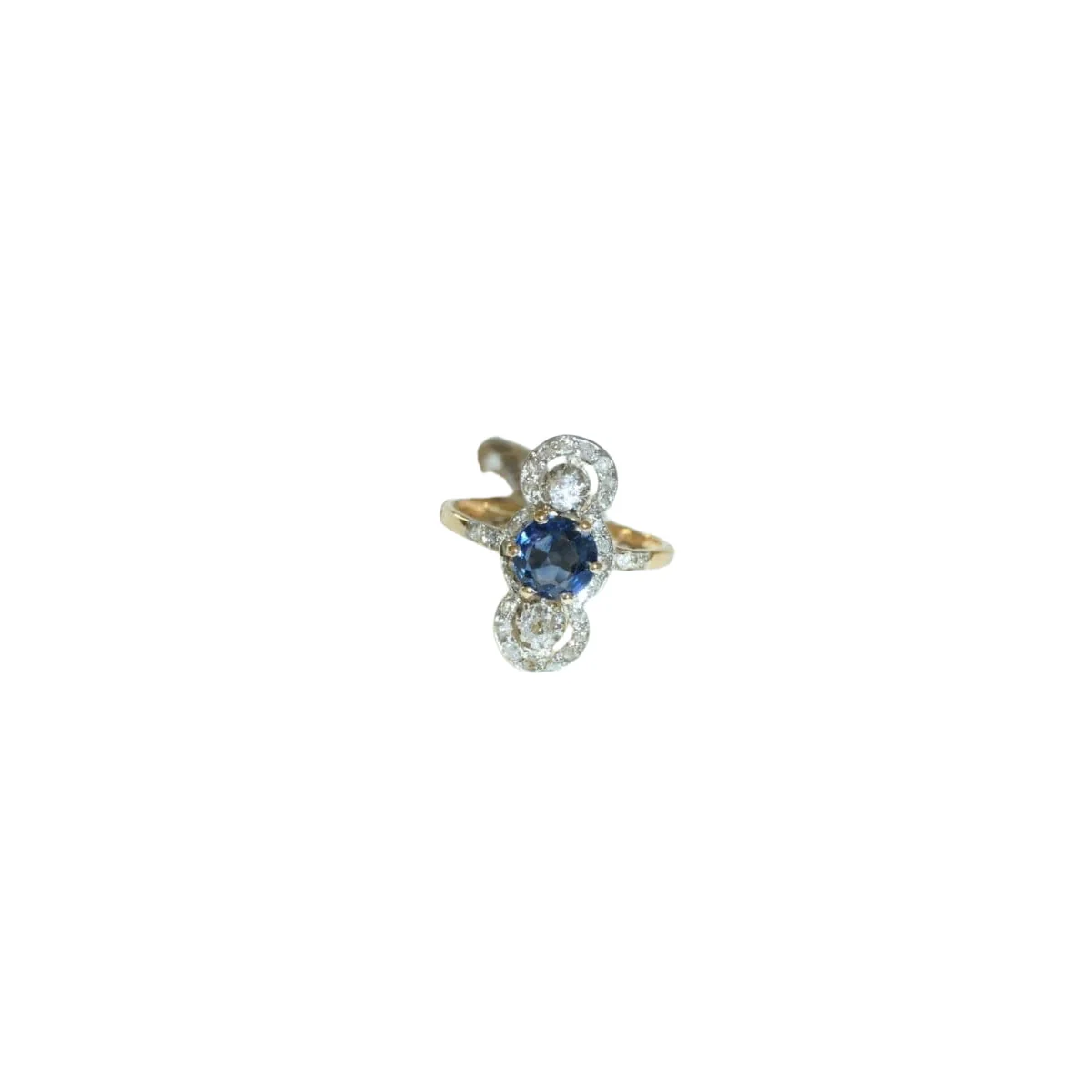 Bague Belle Epoque Saphir 1,18 Cts et Diamants - Image 9