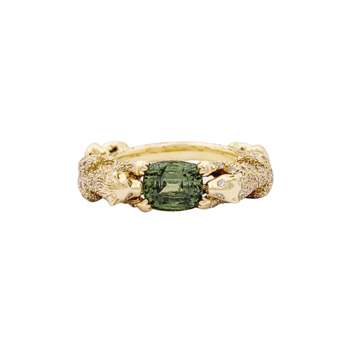 Bague BIBI VAN DER VELDEN "Family Crest Lion" en or jaune, saphir et diamants