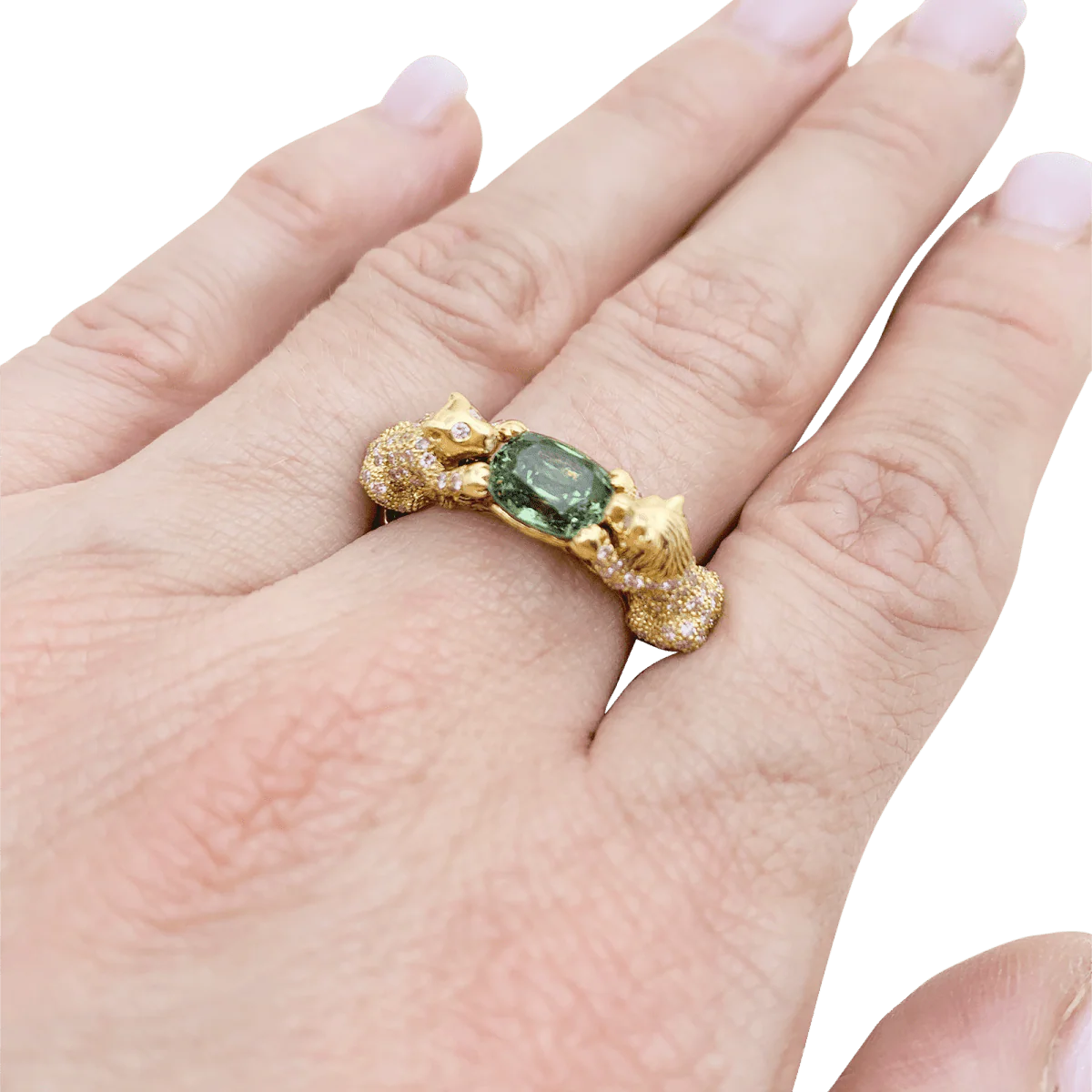 Bague BIBI VAN DER VELDEN "Family Crest Lion" en or jaune, saphir et diamants - Image 2