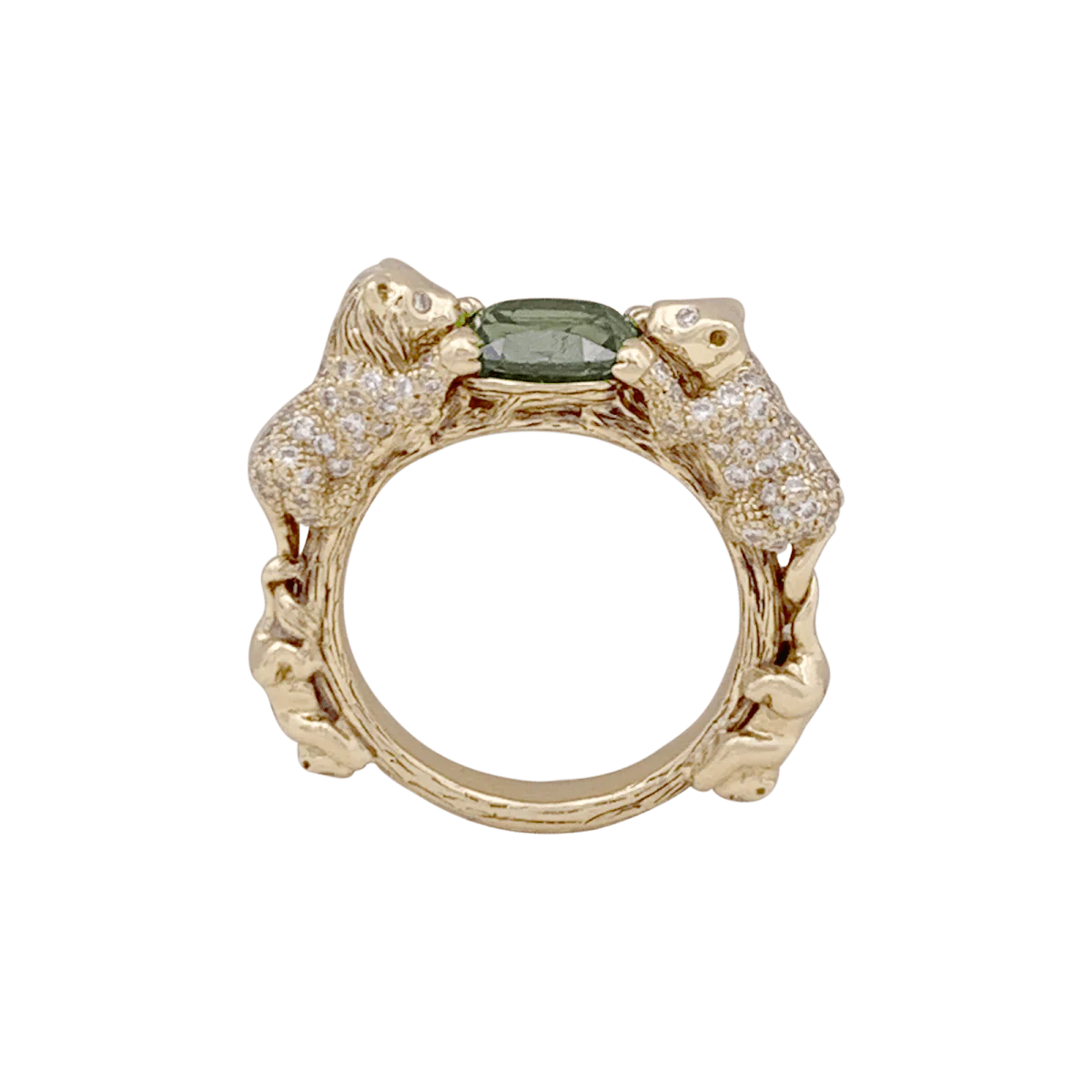 Bague BIBI VAN DER VELDEN "Family Crest Lion" en or jaune, saphir et diamants - Image 3