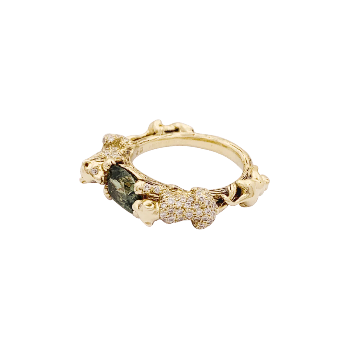 Bague BIBI VAN DER VELDEN "Family Crest Lion" en or jaune, saphir et diamants - Image 4