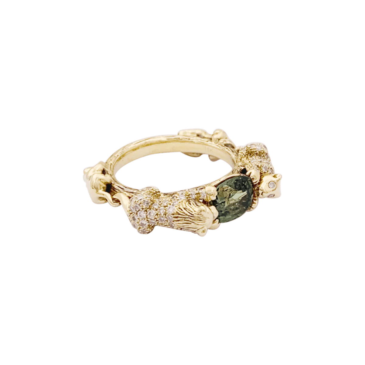 Bague BIBI VAN DER VELDEN "Family Crest Lion" en or jaune, saphir et diamants - Image 6