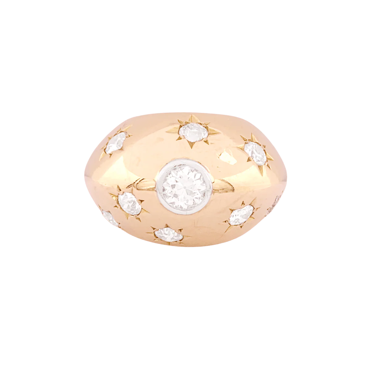 Bague Jonc en or rose et diamants