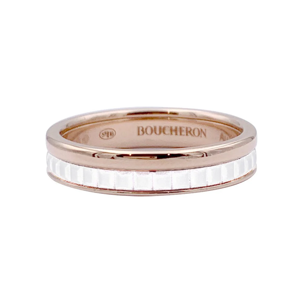 Bague Alliance BOUCHERON "Quatre White Edition" en céramique et or rose - Image 2