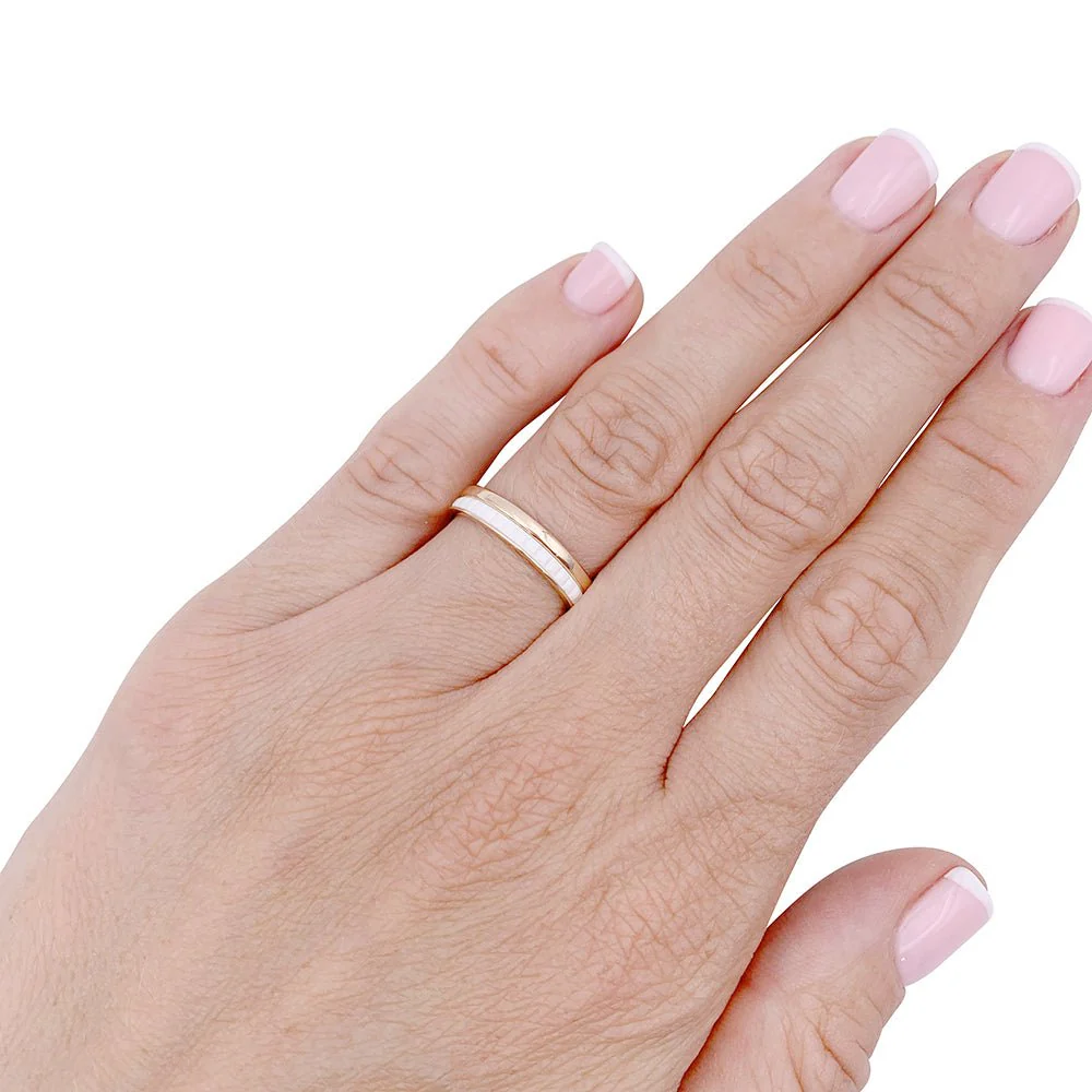 Bague Alliance BOUCHERON "Quatre White Edition" en céramique et or rose - Image 4
