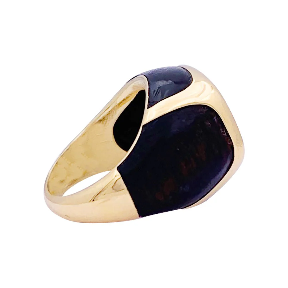 Bague BOUCHERON, "Chevalière", or jaune, bois et diamants. - Image 4