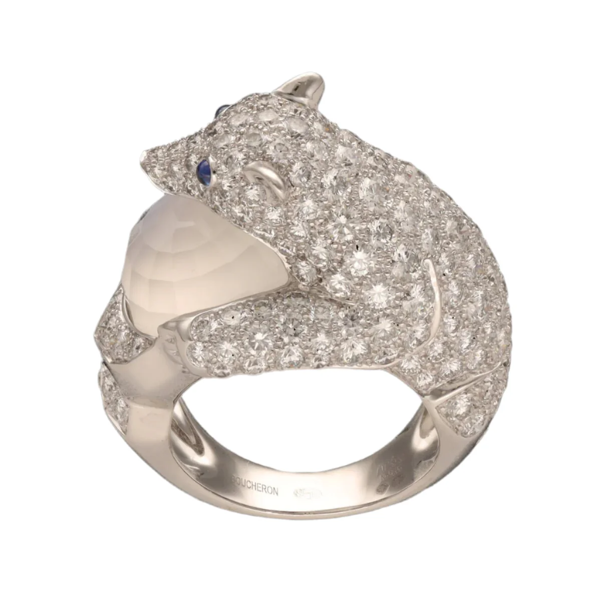 Bague Boucheron " Collection animaux Ours Nanook" en or gris, saphir et diamants - Image 5