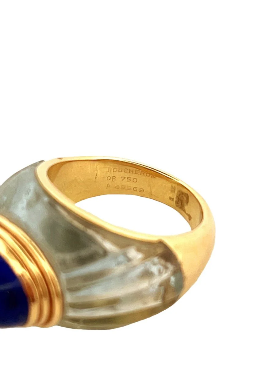 Bague BOUCHERON "Jaïpur" en or jaune, cristal de roche et lapis lazuli - Image 4