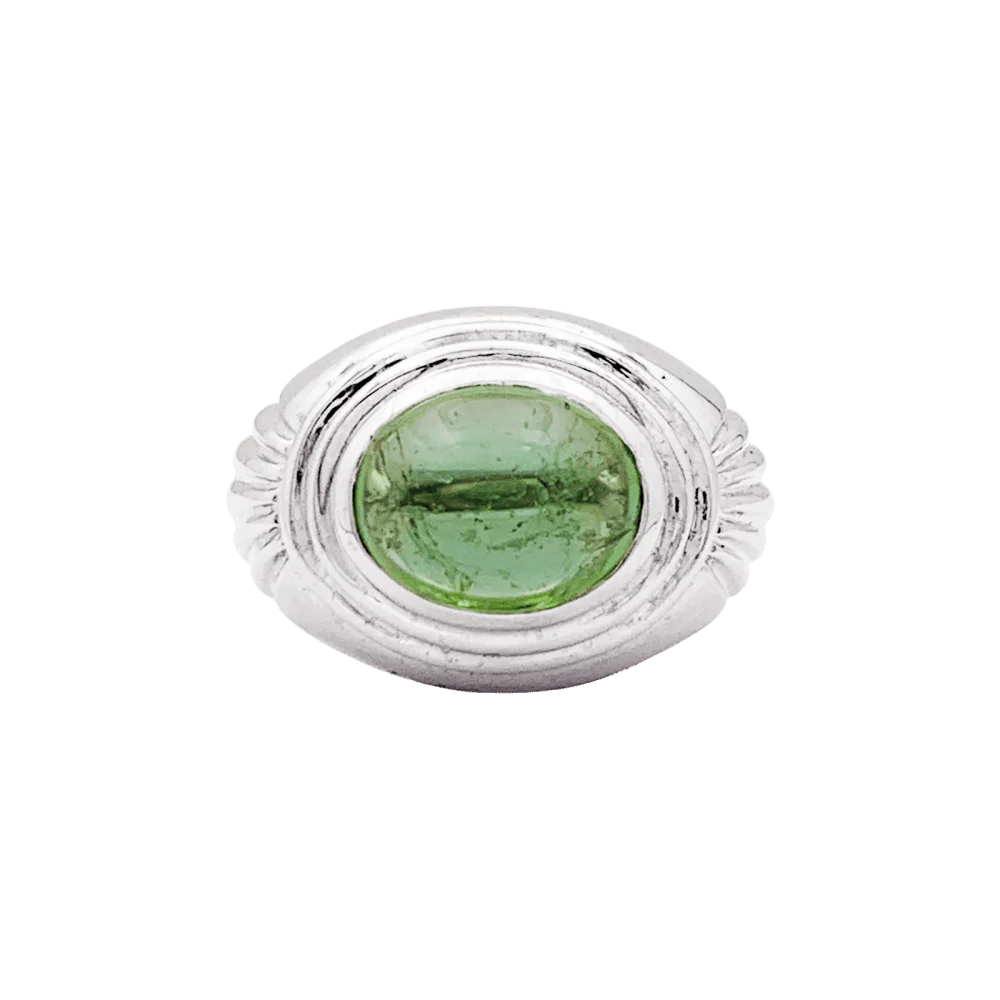 Bague Cocktail BOUCHERON "Jaïpur" en or blanc et tourmaline verte