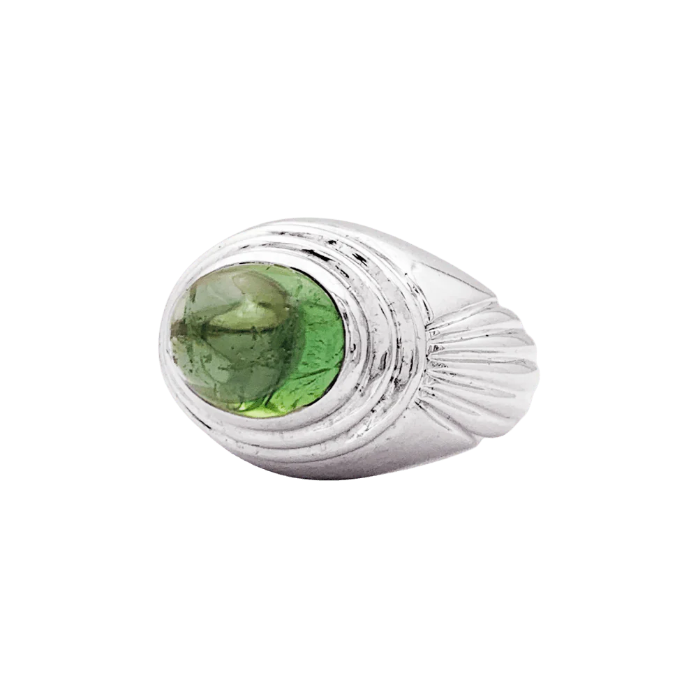 Bague Cocktail BOUCHERON "Jaïpur" en or blanc et tourmaline verte - Image 3