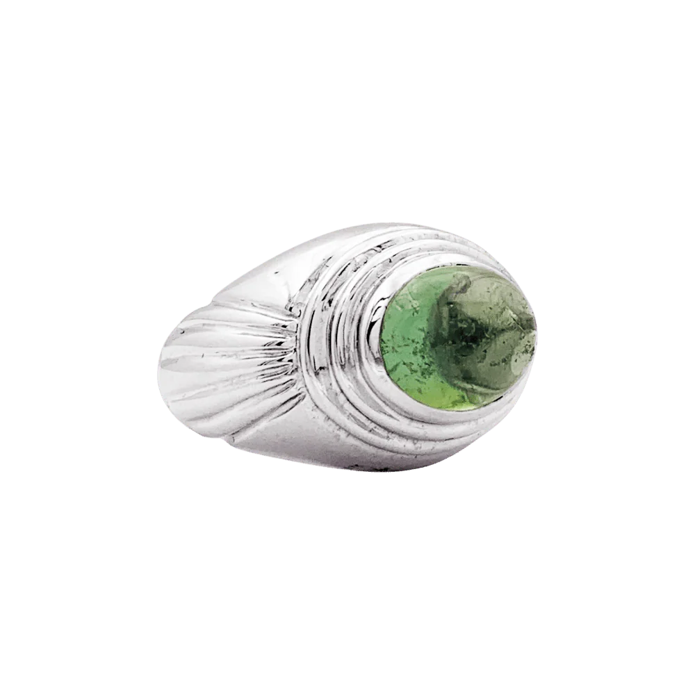 Bague Cocktail BOUCHERON "Jaïpur" en or blanc et tourmaline verte - Image 5