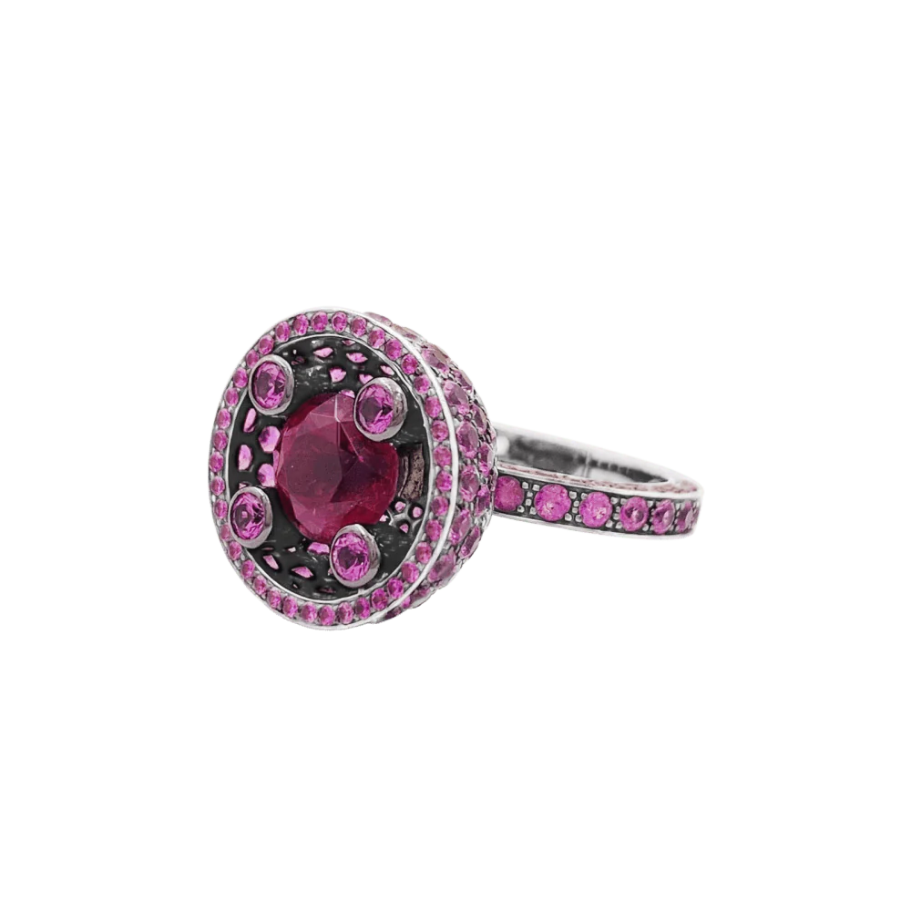 Bague Cocktail BOUCHERON "Liz" en or blanc, tourmaline et saphirs - Image 3