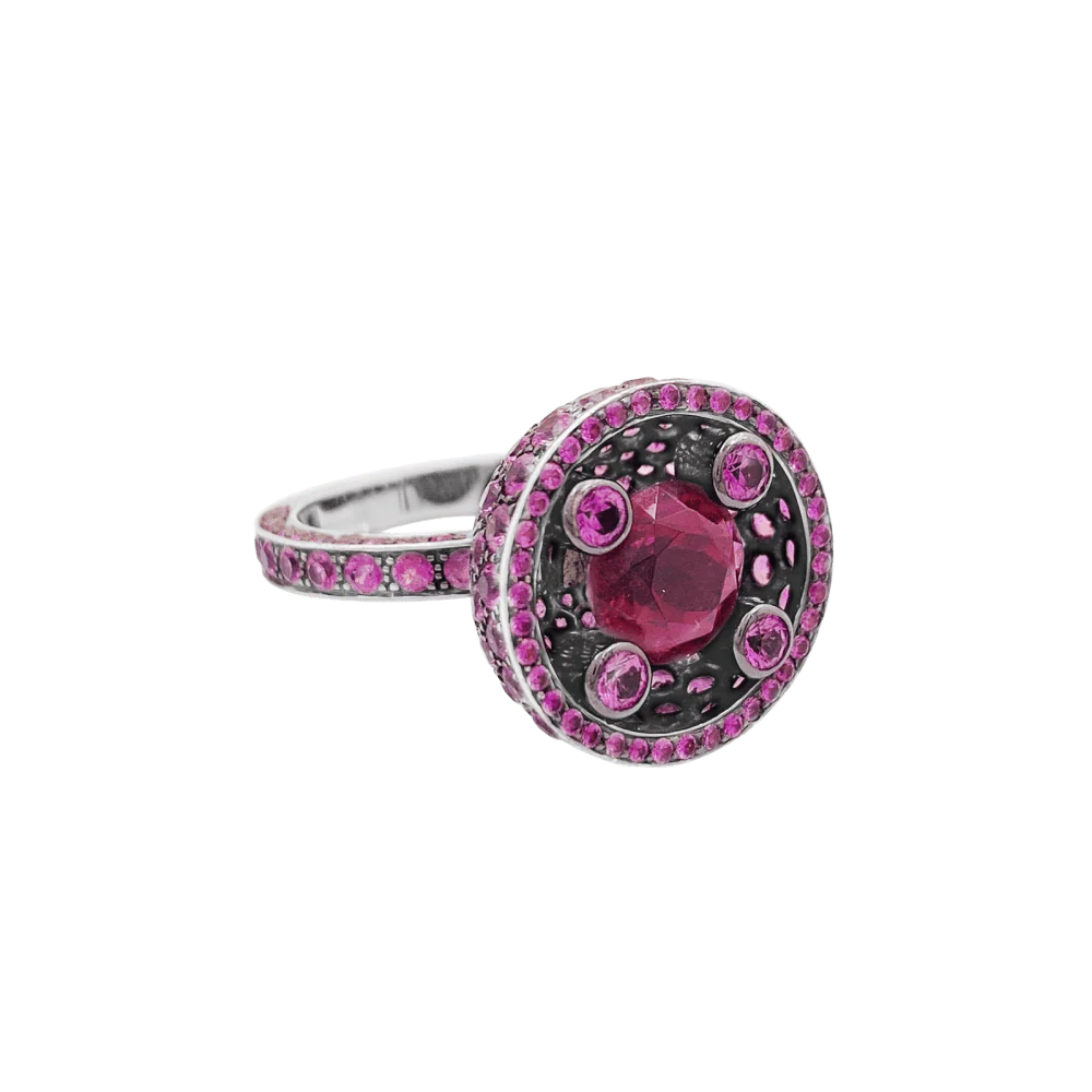 Bague Cocktail BOUCHERON "Liz" en or blanc, tourmaline et saphirs - Image 5