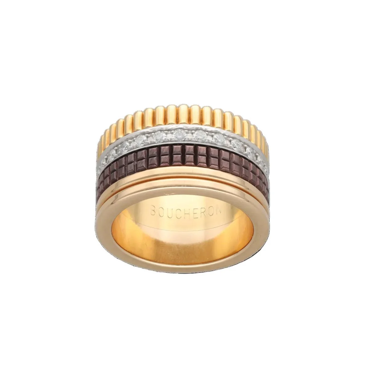 Bague Bandeau BOUCHERON "Quatre Large" en or jaune et diamants